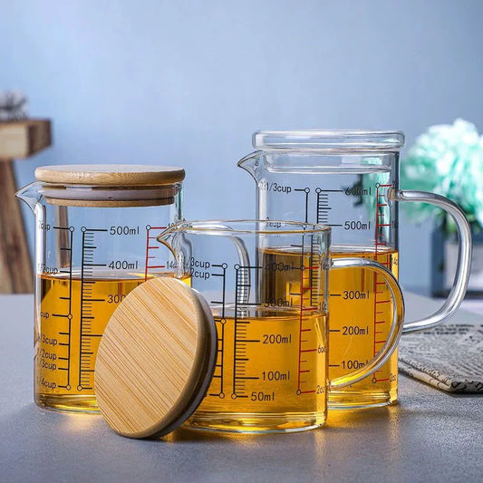 Glass Measuring Cup With Wood Lid