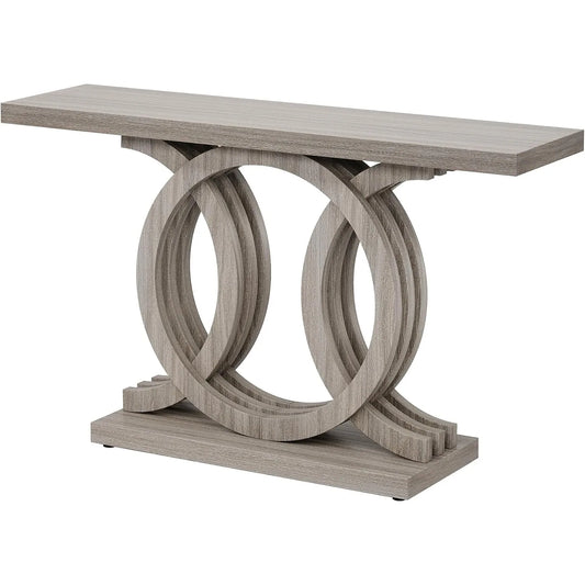 Console Table with Geometric Wood Base