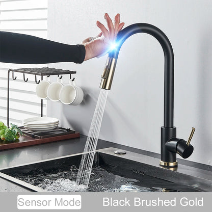 Black Pull Out Sensor Kitchen Faucet