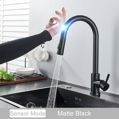 Black Pull Out Sensor Kitchen Faucet