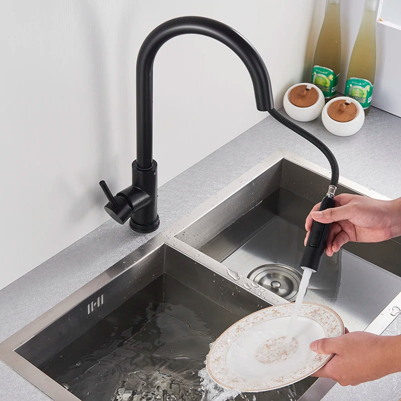 Black Pull Out Sensor Kitchen Faucet