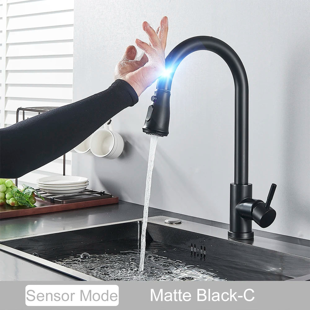 Black Pull Out Sensor Kitchen Faucet