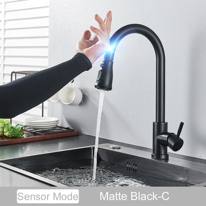 Black Pull Out Sensor Kitchen Faucet