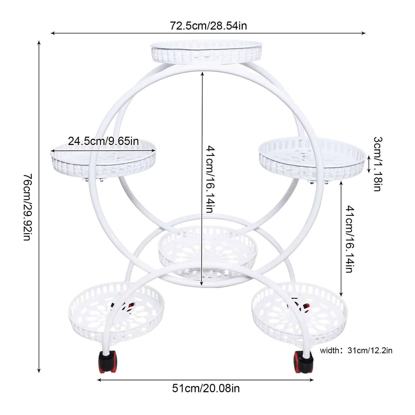 4-Tier Plant Stand With Wheels