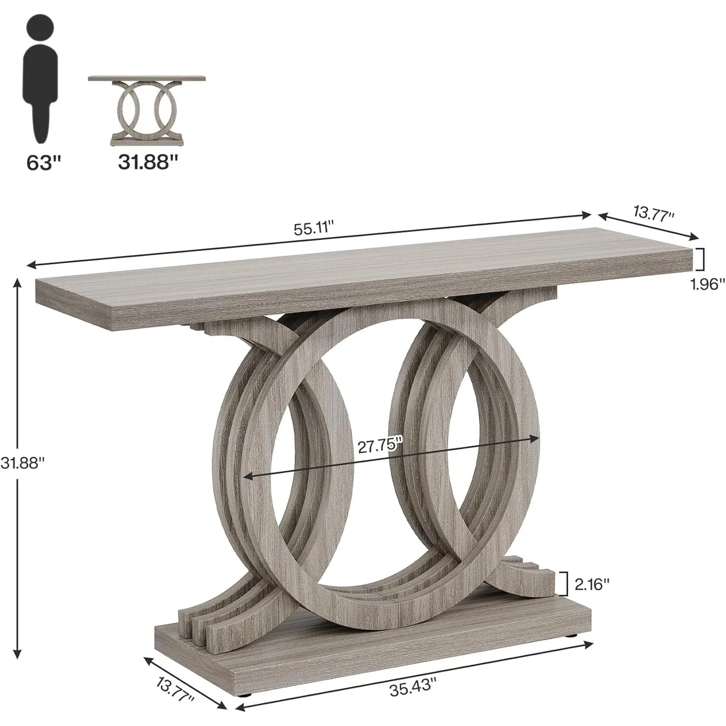 Console Table with Geometric Wood Base