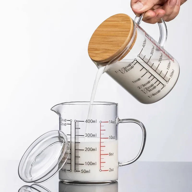 Glass Measuring Cup With Wood Lid