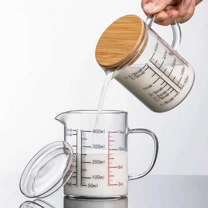 Glass Measuring Cup With Wood Lid