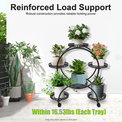 4-Tier Plant Stand With Wheels