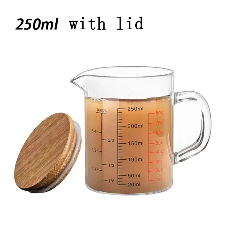 Glass Measuring Cup With Wood Lid