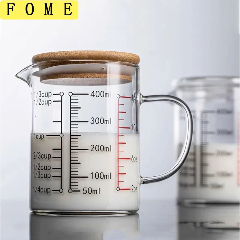 Glass Measuring Cup With Wood Lid