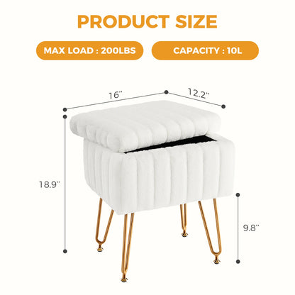 Faux Fur Hidden Storage Stools & Ottomans