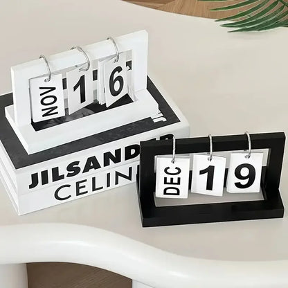 Ins Minimalist Style Living Room Office Decoration Wooden Calendar Ornament Modern Desk Accessories Simple Home Decor Crafts Gif