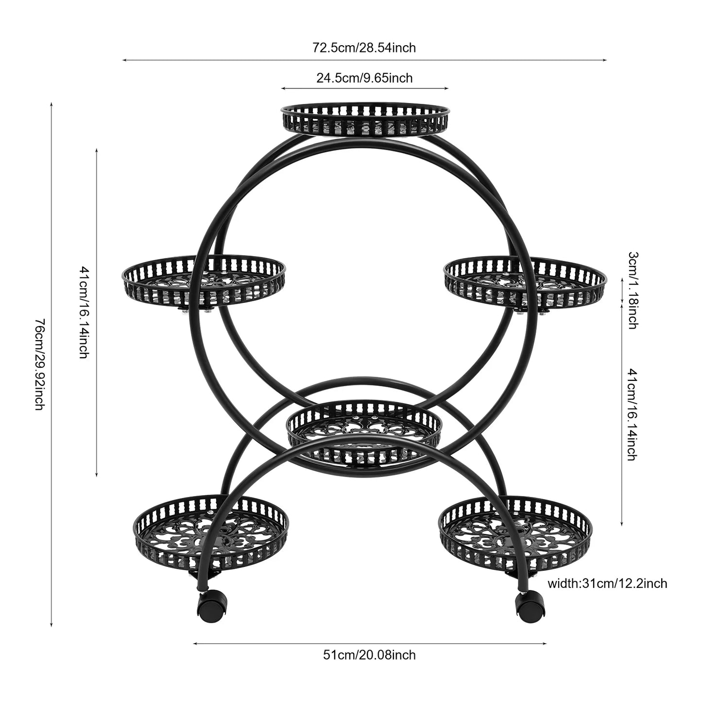 4-Tier Plant Stand With Wheels