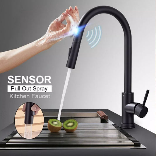 Black Pull Out Sensor Kitchen Faucet