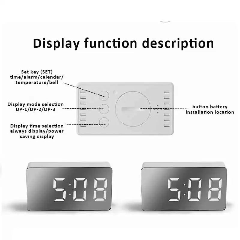 Mirror Table Alarm Clock Home Decor