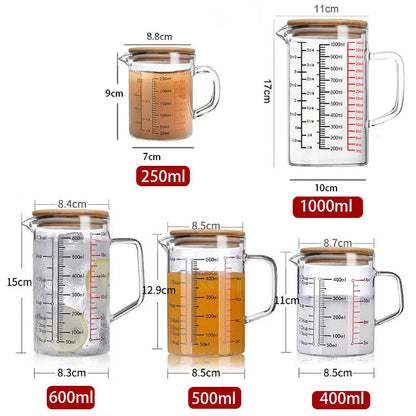 Glass Measuring Cup With Wood Lid