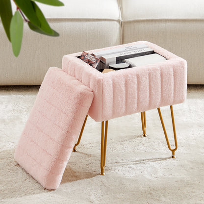 Faux Fur Hidden Storage Stools & Ottomans