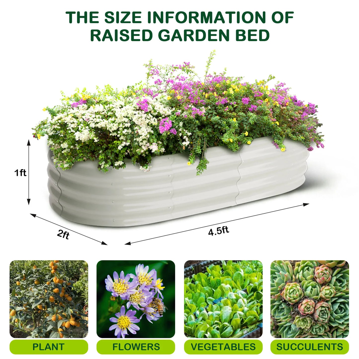 2-Pack Oval Galvanized Steel Raised Garden Bed