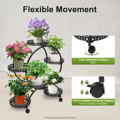 4-Tier Plant Stand With Wheels