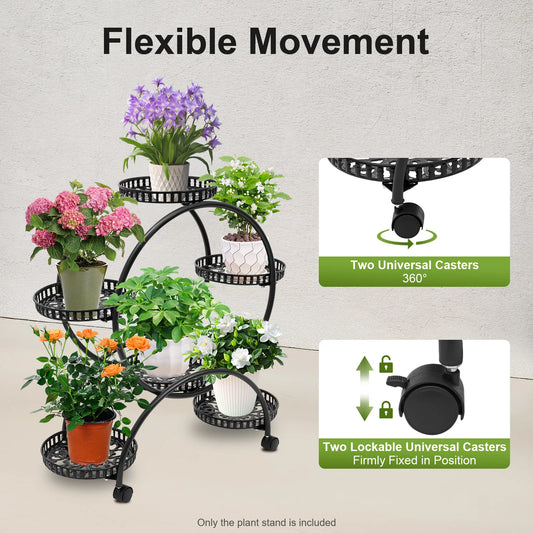 4-Tier Plant Stand With Wheels