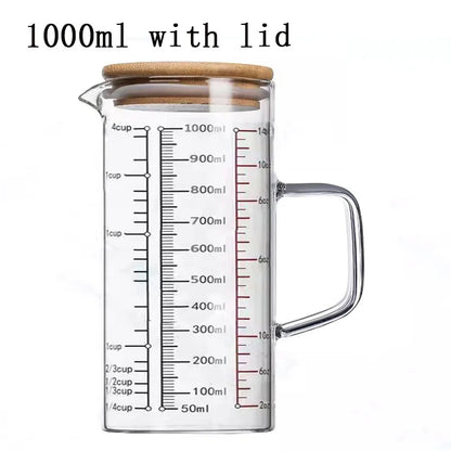 Glass Measuring Cup With Wood Lid