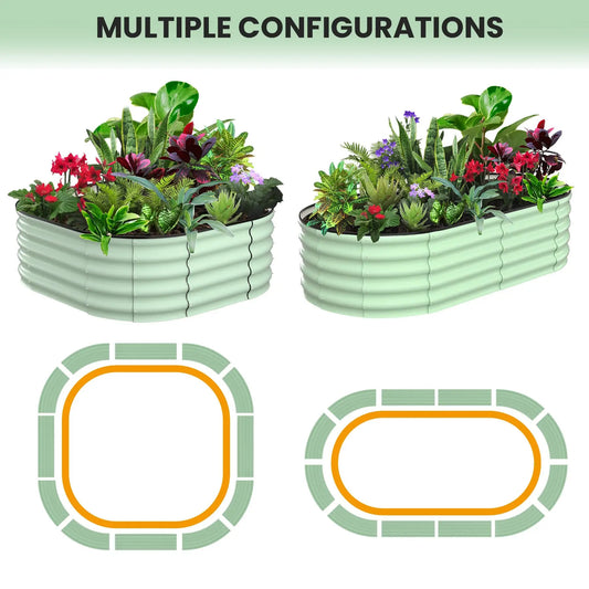 2-Pack Oval Galvanized Steel Raised Garden Bed